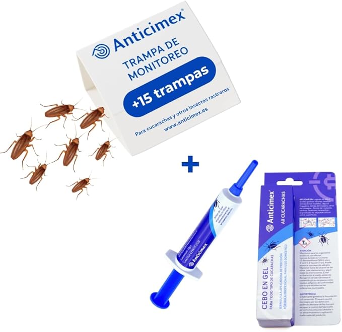 Pack Cucarachas: 15 Trampas Adhesivas + Gel Cucarachas