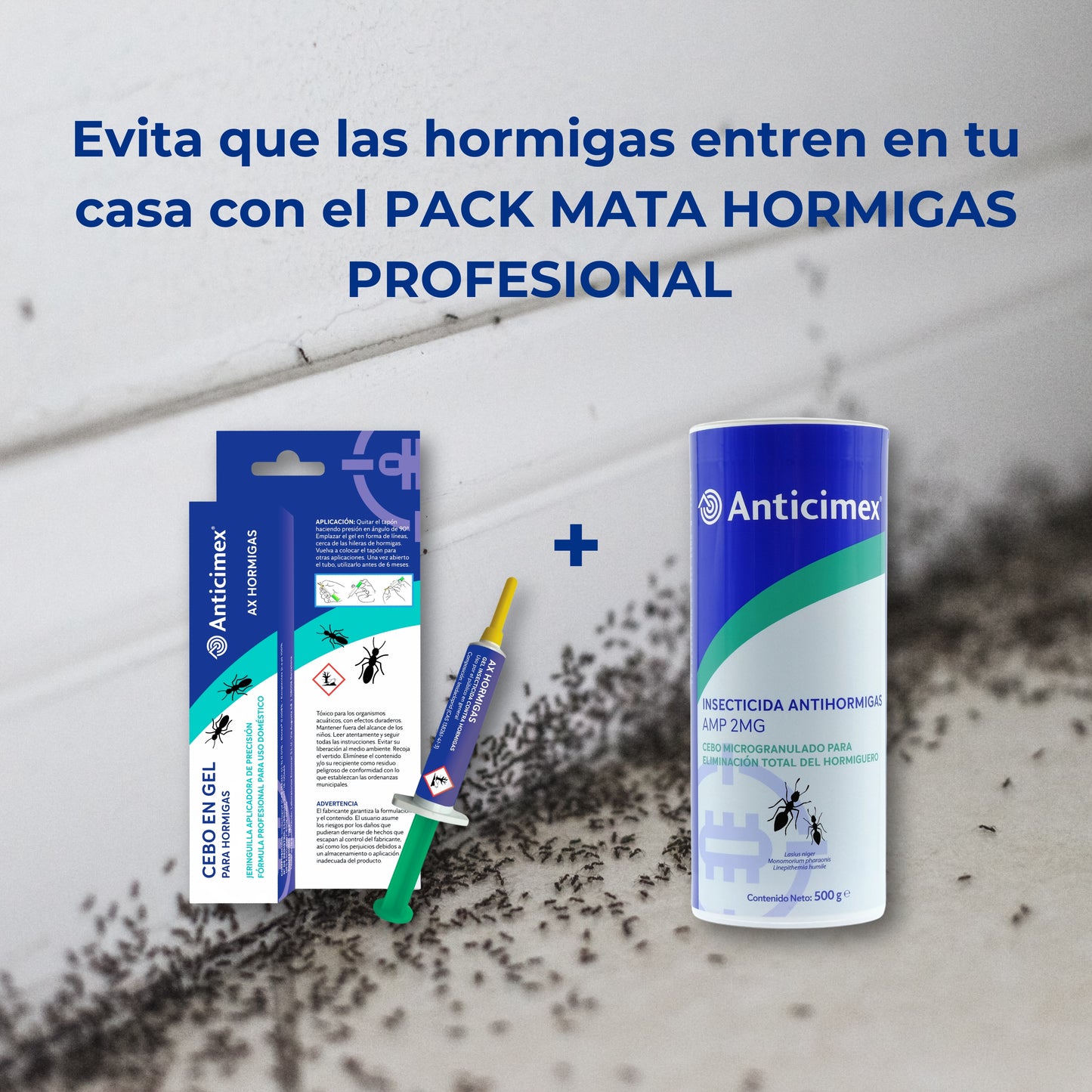 ANTICIMEX Pack Mata Hormigas: Gel + Cebo Hormigas Microgranulado