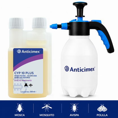 Anticimex Insecticida Concentrado CIPERGEN 9,3% + Dosificador de Precisión Anticimex | Mosquitos, Mosquito Tigre, Avispas, Moscas | Efecto Inmediato | 250 ml | Voladores