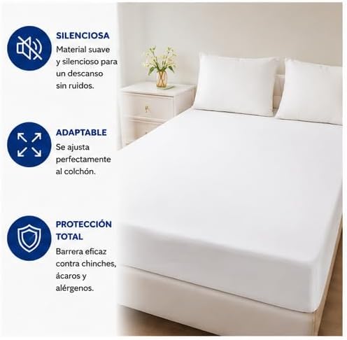 Anticimex Funda Colchón Anti Chinches | Protector Colchón Impermeable y Antiácaros Profesional | Cierre Hermético con Bloqueo de Seguridad | Confinamiento Total 6 Lados | Transpirable