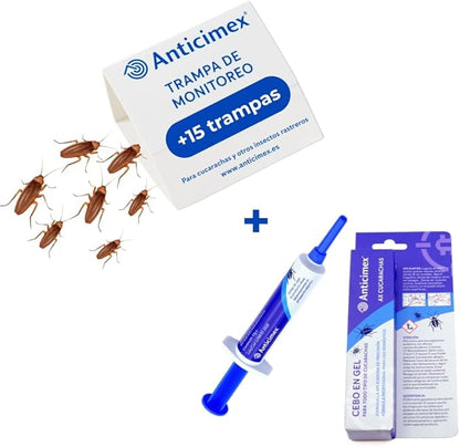 Pack Cucarachas: 15 Trampas Adhesivas + Gel Cucarachas