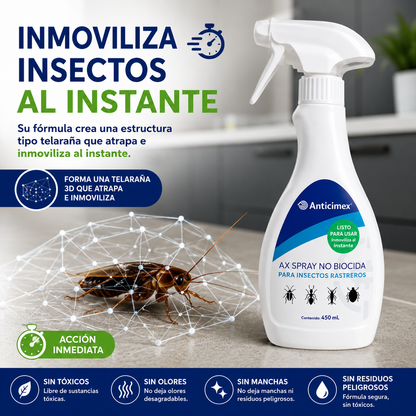 ANTICIMEX Spray Insecticida Natural Mata Cucarachas 450ml - Sostenible | Apto para Mascotas y Niños, Spray de Acción Inmediata, Mata Hormigas, Mosquitos, Arañas, Chinches, Pulgas, Uso Alimentario