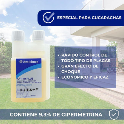 Anticimex | Pack Gel Cucarachas y CIPERGEN | Insecticida Profesional de Interior y Exterior | Gel de Acción Retardada + Concentrado con Cipermetrina | Elimina Colonias y Previene Reinfestacion